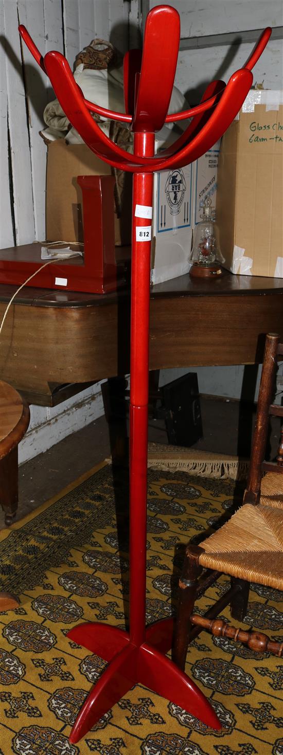 1960s red laquered coat stand